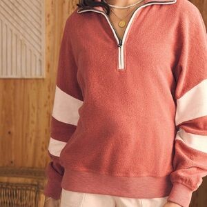 Brand Kelly Pink Beach Fleece Quarter Zip Sweatshirt Women's Size Large